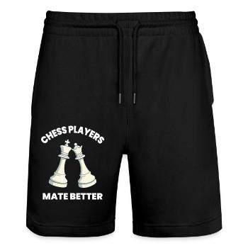 Schach Spieler Mate Besser Brettspiel - Stanley/Stella Unisex Bio Joggingshorts Trainer  - Schwarz - Vorne - Nik (191cm) & Marisol (170cm)