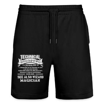 Technical Director See Also Wizard Magician - Stanley/Stella Trainer Unisex Organic Jogging Shorts - black - Front - Nik (191cm) & Marisol (170cm)