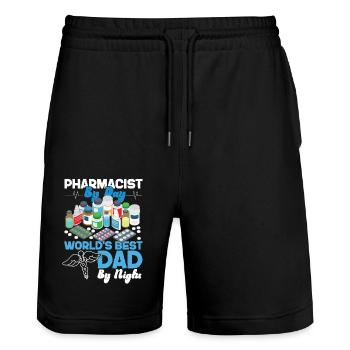 Pharmacy Tech Technician - Stanley/Stella Trainer Unisex Organic Jogging Shorts - black - Front - Nik (191cm) & Marisol (170cm)