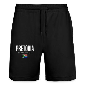 Pretoria, Afrique du Sud - Short de jogging bio TRAINER Stanley/Stella unisexe - noir - Devant - Nik (191cm) & Marisol (170cm)