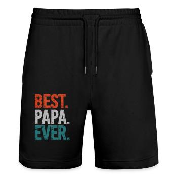 Best dad ever: Perfect for dads - Stanley/Stella Trainer Unisex Organic Jogging Shorts - black - Front - Nik (191cm) & Marisol (170cm)