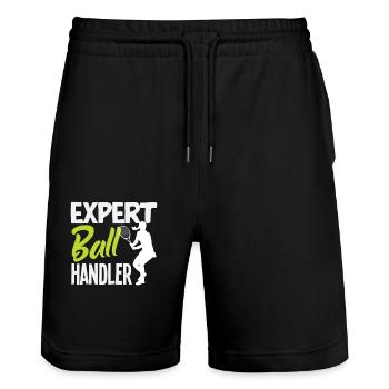 Joueur de tennis Expert manieur de balle - Short de jogging bio TRAINER Stanley/Stella unisexe - noir - Devant - Nik (191cm) & Marisol (170cm)