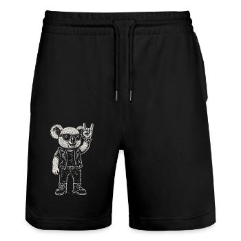 Rock Musik Funny Heavy Metal Koala Retro - Stanley/Stella Unisex Bio Joggingshorts Trainer  - Schwarz - Vorne - Nik (191cm) & Marisol (170cm)