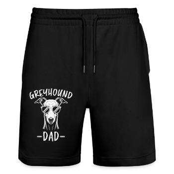 Greyhound Spruch Windhund Papa Greyhound Geschenk - Stanley/Stella Unisex Bio Joggingshorts Trainer  - Schwarz - Vorne - Nik (191cm) & Marisol (170cm)