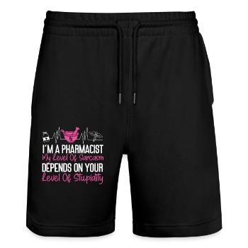 Pharmacy Tech Technician - Stanley/Stella Trainer Unisex Organic Jogging Shorts - black - Front - Nik (191cm) & Marisol (170cm)
