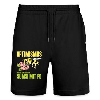 Biene Imker Geschenk Honig Honig Dealer Hobby - Stanley/Stella Unisex Bio Joggingshorts Trainer  - Schwarz - Vorne - Nik (191cm) & Marisol (170cm)