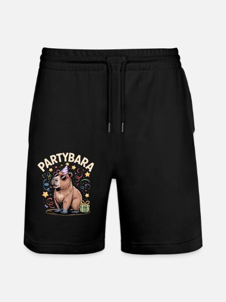 Partybara Capybara - Stanley/Stella Trainer Unisex Organic Jogging Shorts - black