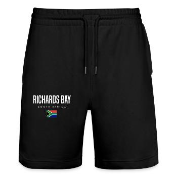 Richards Bay Südafrika - Stanley/Stella Unisex Bio Joggingshorts Trainer  - Schwarz - Vorne - Nik (191cm) & Marisol (170cm)
