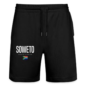 Soweto Südafrika - Stanley/Stella Unisex Bio Joggingshorts Trainer  - Schwarz - Vorne - Nik (191cm) & Marisol (170cm)