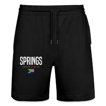 Springs, Afrique du Sud - Short de jogging bio TRAINER Stanley/Stella unisexe - noir - Devant - Nik (191cm) & Marisol (170cm)