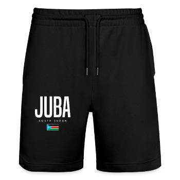 Juba Südsudan - Stanley/Stella Unisex Bio Joggingshorts Trainer  - Schwarz - Vorne - Nik (191cm) & Marisol (170cm)