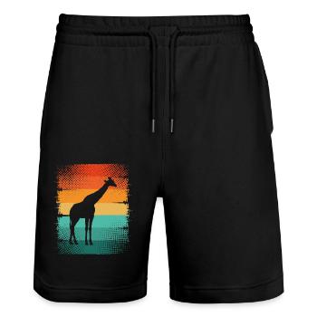 Girafe - Short de jogging bio TRAINER Stanley/Stella unisexe - noir - Devant - Nik (191cm) & Marisol (170cm)