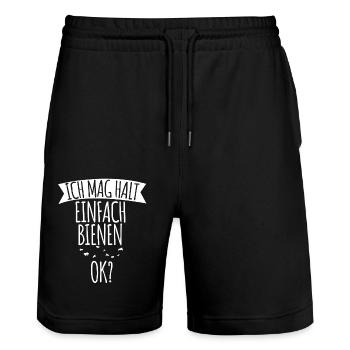 Biene Imker Geschenk Honig Honig Dealer Hobby - Stanley/Stella Unisex Bio Joggingshorts Trainer  - Schwarz - Vorne - Nik (191cm) & Marisol (170cm)