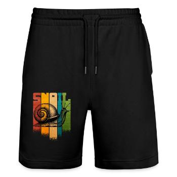 Schnecke - Stanley/Stella Unisex Bio Joggingshorts Trainer  - Schwarz - Vorne - Nik (191cm) & Marisol (170cm)