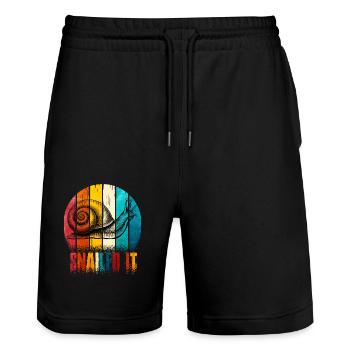 Schnecke - Stanley/Stella Unisex Bio Joggingshorts Trainer  - Schwarz - Vorne - Nik (191cm) & Marisol (170cm)