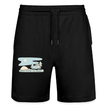 My Time Is Now - Retro Camping Adventure Design My - Stanley/Stella Unisex Bio Joggingshorts Trainer  - Schwarz - Vorne - Nik (191cm) & Marisol (170cm)