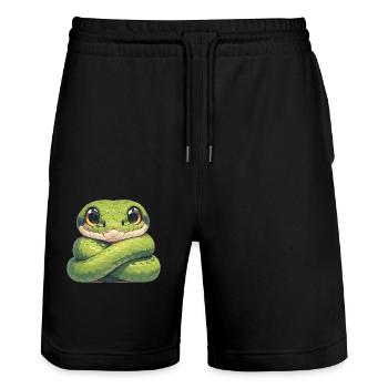 Snakes Snake - Stanley/Stella Trainer Unisex Organic Jogging Shorts - black - Front - Nik (191cm) & Marisol (170cm)
