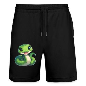 Snakes Snake - Stanley/Stella Trainer Unisex Organic Jogging Shorts - black - Front - Nik (191cm) & Marisol (170cm)