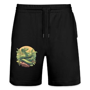 Snakes Snake - Stanley/Stella Trainer Unisex Organic Jogging Shorts - black - Front - Nik (191cm) & Marisol (170cm)