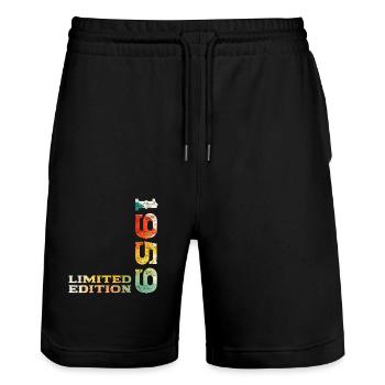 66th Birthday Original Vintage 1959 - Stanley/Stella Trainer Unisex Organic Jogging Shorts - black - Front - Nik (191cm) & Marisol (170cm)