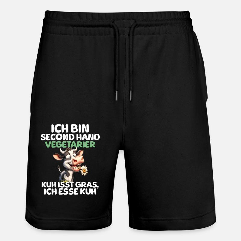 Second Hand Vegetarier - Stanley/Stella Unisex Bio Joggingshorts Trainer  - Schwarz