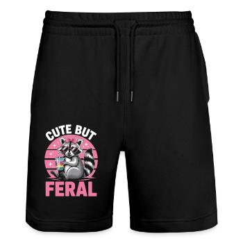 Raton laveur mignon mais sauvage avec arc - Short de jogging bio TRAINER Stanley/Stella unisexe - noir - Devant - Nik (191cm) & Marisol (170cm)