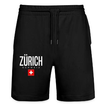 Zurich Switzerland - Stanley/Stella Trainer Unisex Organic Jogging Shorts - black - Front - Nik (191cm) & Marisol (170cm)