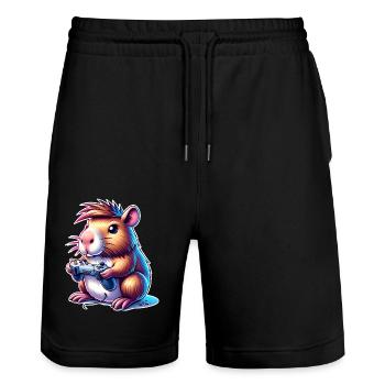 Capybara Gaming - Stanley/Stella Unisex Bio Joggingshorts Trainer  - Schwarz - Vorne - Nik (191cm) & Marisol (170cm)