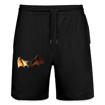 Fledermaus Flughund Vampir Bat Süße Fledemäuse - Stanley/Stella Unisex Bio Joggingshorts Trainer  - Schwarz - Vorne - Nik (191cm) & Marisol (170cm)