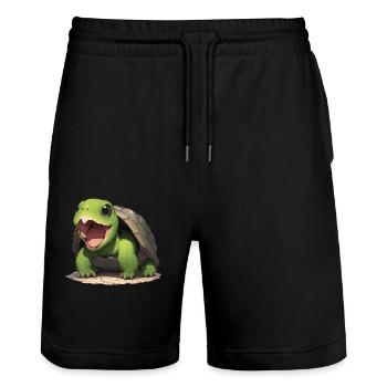 Snapping Turtles Snapping Turtle - Stanley/Stella Trainer Unisex Organic Jogging Shorts - black - Front - Nik (191cm) & Marisol (170cm)