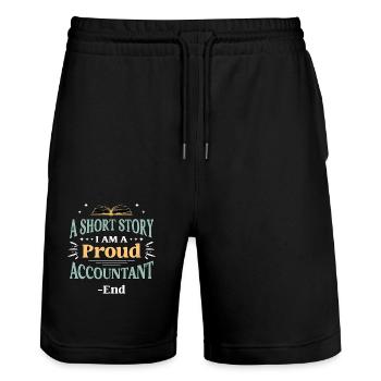 Accounting A Short Story I Am A Proud Bookkeeper - Stanley/Stella Trainer Unisex Organic Jogging Shorts - black - Front - Nik (191cm) & Marisol (170cm)