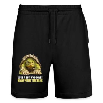 Snapping Turtles Snapping Turtle - Stanley/Stella Trainer Unisex Organic Jogging Shorts - black - Front - Nik (191cm) & Marisol (170cm)