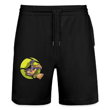 Tennis Witch Player Funny Halloween Design - Stanley/Stella Trainer Unisex Organic Jogging Shorts - black - Front - Nik (191cm) & Marisol (170cm)