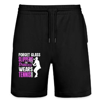 Tennis Player Princess Shoes - Stanley/Stella Trainer Unisex Organic Jogging Shorts - black - Front - Nik (191cm) & Marisol (170cm)