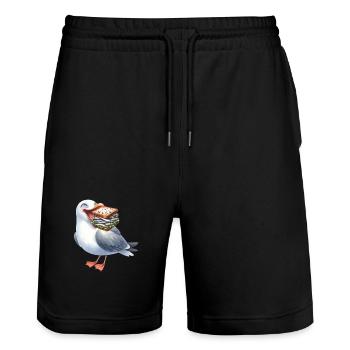 Nordsee Ostsee Möwe Möwen maritim Hering - Stanley/Stella Unisex Bio Joggingshorts Trainer  - Schwarz - Vorne - Nik (191cm) & Marisol (170cm)