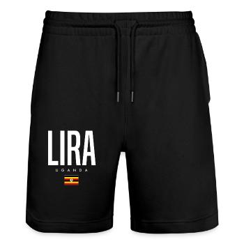 Lira Uganda - Stanley/Stella Unisex Bio Joggingshorts Trainer  - Schwarz - Vorne - Nik (191cm) & Marisol (170cm)