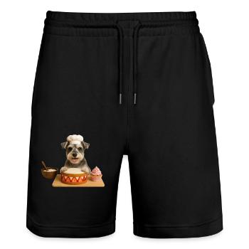Zwergschnauzer Backen Kuchen Kekse - Stanley/Stella Unisex Bio Joggingshorts Trainer  - Schwarz - Vorne - Nik (191cm) & Marisol (170cm)