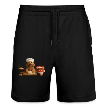 Pudel Backen Kuchen Kekse - Stanley/Stella Unisex Bio Joggingshorts Trainer  - Schwarz - Vorne - Nik (191cm) & Marisol (170cm)
