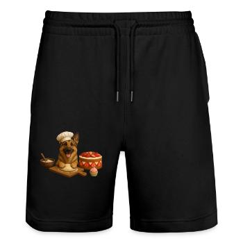 German Shepherd Baking Cake Cookies - Stanley/Stella Trainer Unisex Organic Jogging Shorts - black - Front - Nik (191cm) & Marisol (170cm)