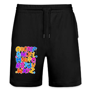 Abc Einschulung Schulkind - Stanley/Stella Unisex Bio Joggingshorts Trainer  - Schwarz - Vorne - Nik (191cm) & Marisol (170cm)