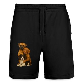Dog Dogs Cute Dogs - Stanley/Stella Trainer Unisex Organic Jogging Shorts - black - Front - Nik (191cm) & Marisol (170cm)