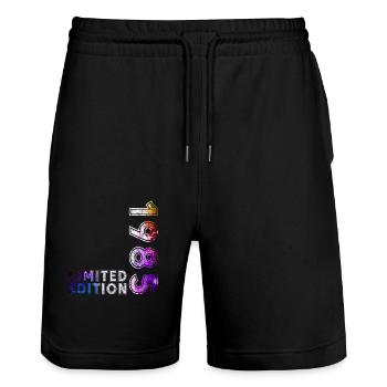 40. Geburtstag Legende Jahrgang 1985 - Stanley/Stella Unisex Bio Joggingshorts Trainer  - Schwarz - Vorne - Nik (191cm) & Marisol (170cm)