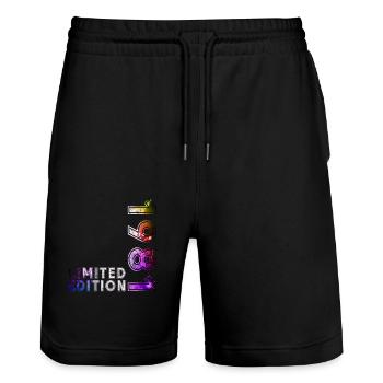 44th Birthday Original Vintage 1981 - Stanley/Stella Trainer Unisex Organic Jogging Shorts - black - Front - Nik (191cm) & Marisol (170cm)