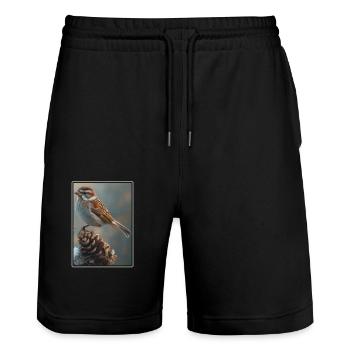 Spatzen Spatz - Stanley/Stella Unisex Bio Joggingshorts Trainer  - Schwarz - Vorne - Nik (191cm) & Marisol (170cm)