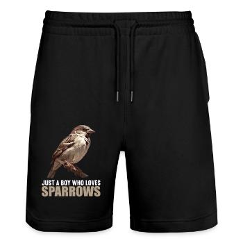 Spatzen Spatz - Stanley/Stella Unisex Bio Joggingshorts Trainer  - Schwarz - Vorne - Nik (191cm) & Marisol (170cm)