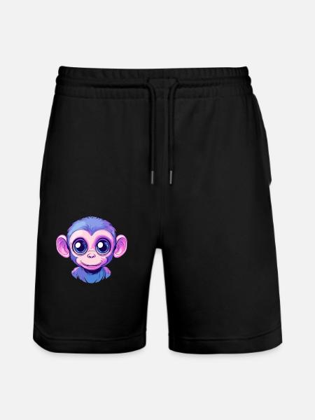 Bunter Affe Gesicht - Stanley/Stella Unisex Bio Joggingshorts Trainer - Schwarz