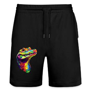 Crocodile Alligator Reptile Crocodile Love Crocodiles - Short de jogging bio TRAINER Stanley/Stella unisexe - noir - Devant - Nik (191cm) & Marisol (170cm)