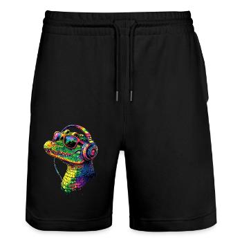 Crocodile Alligator Reptile Crocodile Love Crocodiles - Short de jogging bio TRAINER Stanley/Stella unisexe - noir - Devant - Nik (191cm) & Marisol (170cm)