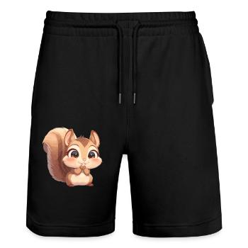 Squirrel - Stanley/Stella Trainer Unisex Organic Jogging Shorts - black - Front - Nik (191cm) & Marisol (170cm)