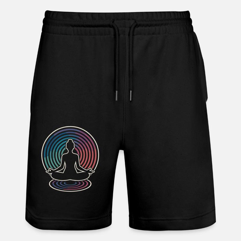 Zen Meditation Wave Circles - Stanley/Stella Trainer Unisex Organic Jogging Shorts - black